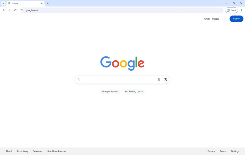 صفحه سرچ انجین گوگل